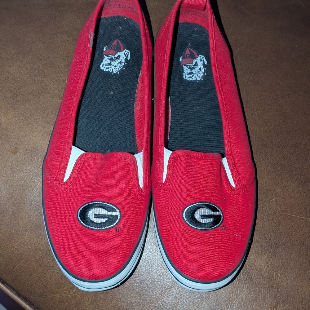 UGA Georgia Bulldogs Red Slip-On Shoes with Logo